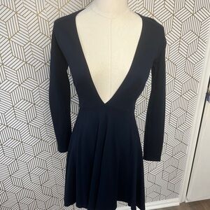 American Apparel deep plunge skater dress dark navy blue size small